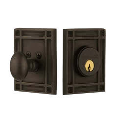 Mission Plate Single Cylinder Deadbolt In Oil-Rubbed Bronze