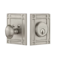 Mission Plate Single Cylinder Deadbolt In Satin Nickel