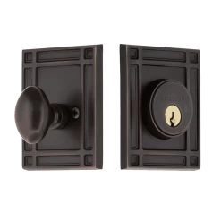 Mission Plate Single Cylinder Deadbolt In Timeless Bronze