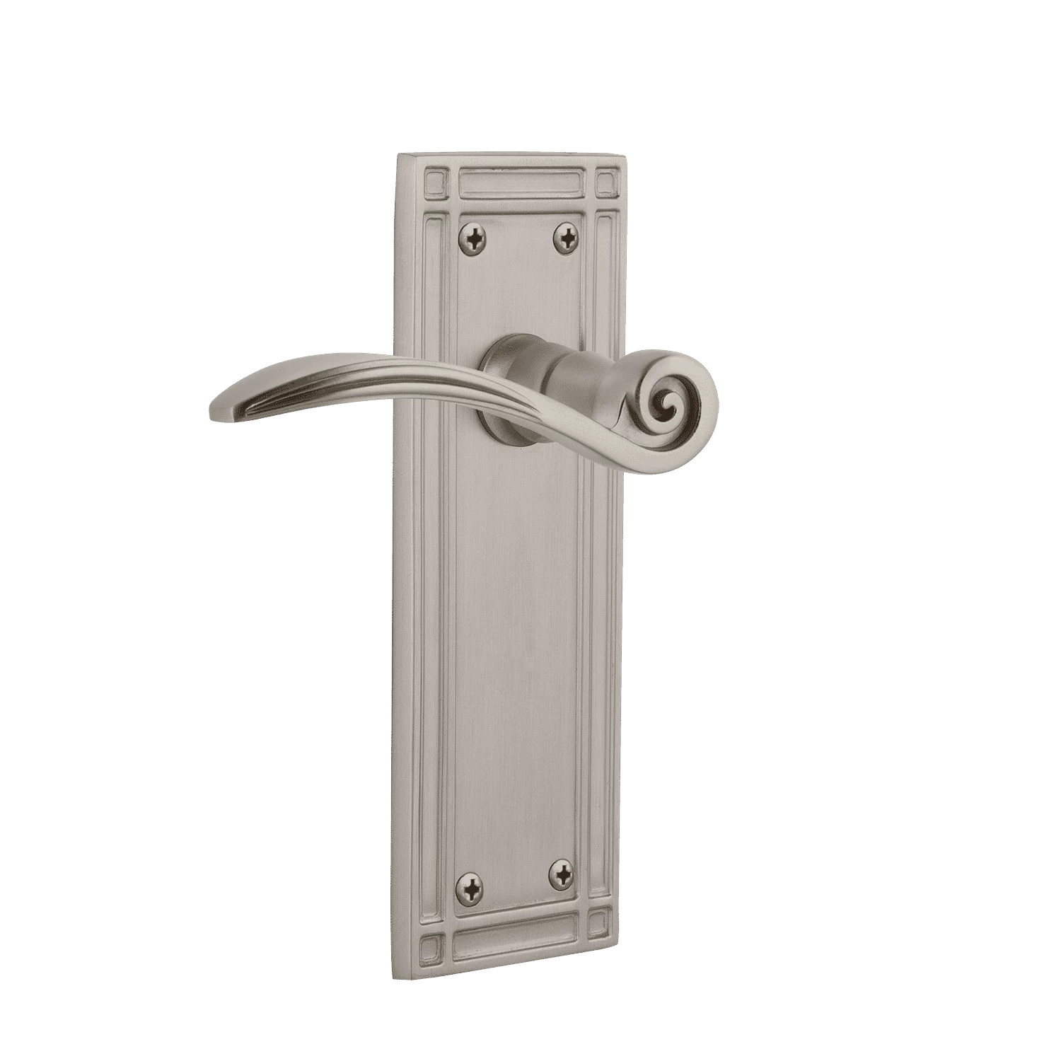 Mission Long Plate With Swan Lever In Satin Nickel 3 Mission Long Plate With Swan Lever In Satin Nickel