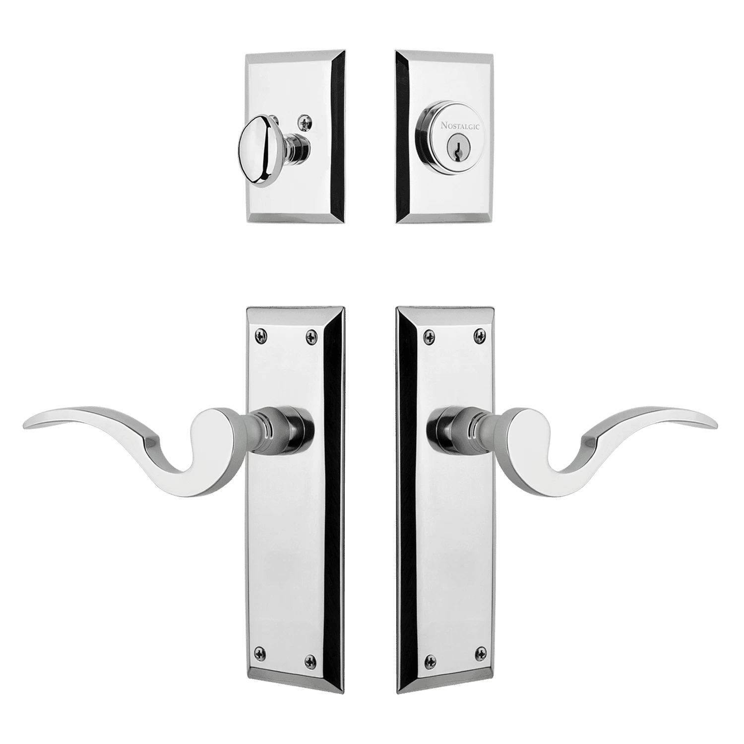 New York Entry Set With Manor Lever In Bright Chrome 3 New York Entry Set With Manor Lever In Bright Chrome