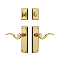 New York Entry Set With Manor Lever In Unlacquered Brass