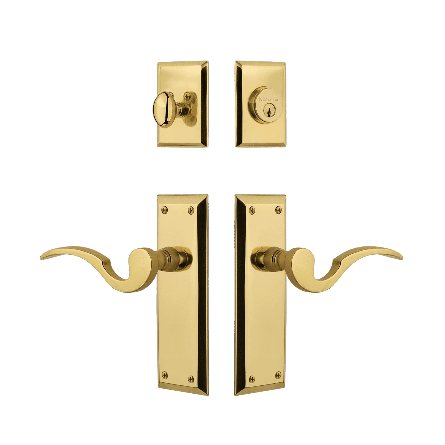 New York Entry Set With Manor Lever In Unlacquered Brass 3 New York Entry Set With Manor Lever In Unlacquered Brass