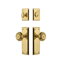 New York Entry Set With Meadows Knob In Unlacquered Brass