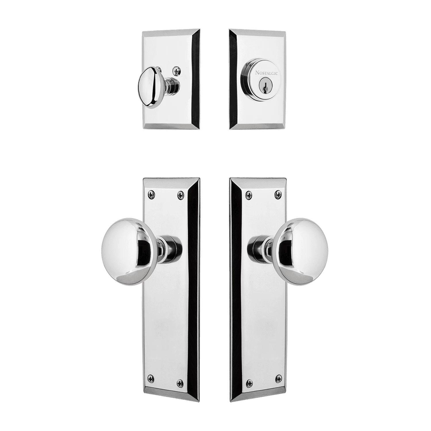 New York Entry Set With New York Knob In Bright Chrome 3 New York Entry Set With New York Knob In Bright Chrome