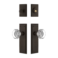 New York Entry Set With Waldorf Crystal Knob In Oil-Rubbed Bronze