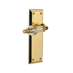 New York Long Plate With Parlour Crystal Lever In Polished Brass