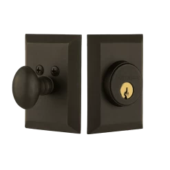 New York Plate Single Cylinder Deadbolt In Oil-Rubbed Bronze