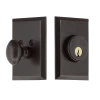 New York Plate Single Cylinder Deadbolt In Timeless Bronze