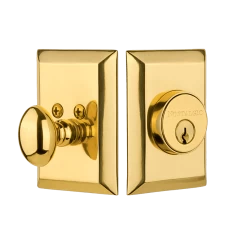 New York Plate Single Cylinder Deadbolt In Unlacquered Brass