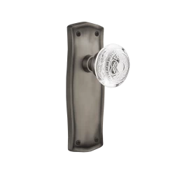 Prairie Long Plate With Crystal Egg & Dart Knob In Antique Pewter