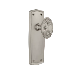 Prairie Long Plate With Victorian Knob In Satin Nickel