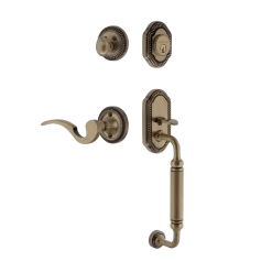 Rope Rosette C Grip Entry Set Manor Lever In Antique Brass
