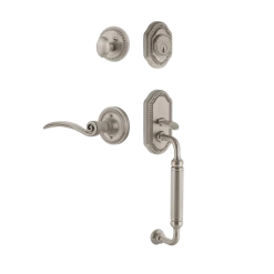 Rope Rosette C Grip Entry Set Swan Lever In Satin Nickel