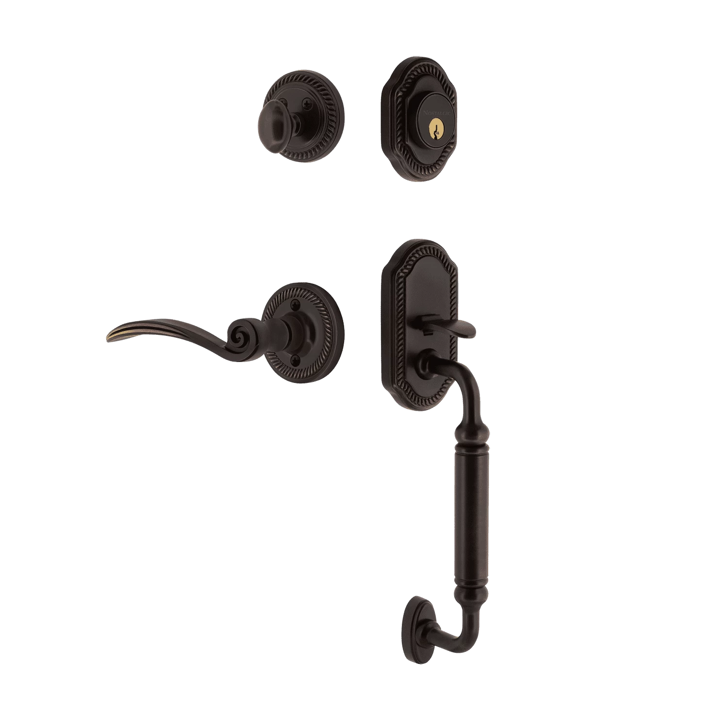 Rope Rosette C Grip Entry Set Swan Lever In Timeless Bronze 3 Rope Rosette C Grip Entry Set Swan Lever In Timeless Bronze