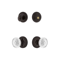 Rope Rosette Entry Set With Crystal Meadows Knob In Timeless Bronze