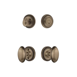 Rope Rosette Entry Set With Homestead Knob In Antique Brass