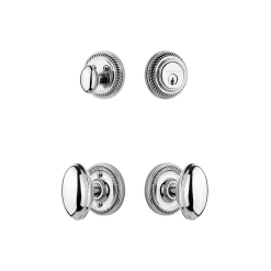 Rope Rosette Entry Set With Homestead Knob In Bright Chrome