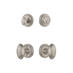Rope Rosette Entry Set With Homestead Knob In Satin Nickel