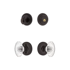 Rope Rosette Entry Set With Oval Fluted Crystal In Timeless Bronze