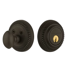 Rope Rosette Single Cylinder Deadbolt In Oil-Rubbed Bronze