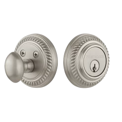 Rope Rosette Single Cylinder Deadbolt In Satin Nickel