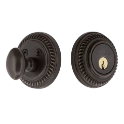 Rope Rosette Single Cylinder Deadbolt In Timeless Bronze