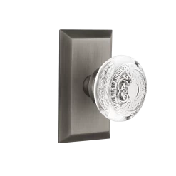 Studio Short Plate With Crystal Egg & Dart Knob In Antique Pewter