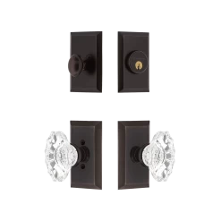 Studio Entry Set With Chateau Crystal Knob In Timeless Bronze