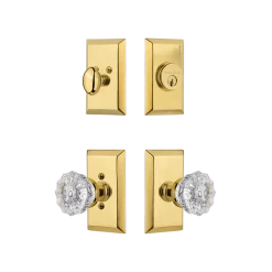 Studio Entry Set With Crystal Knob In Polished Brass