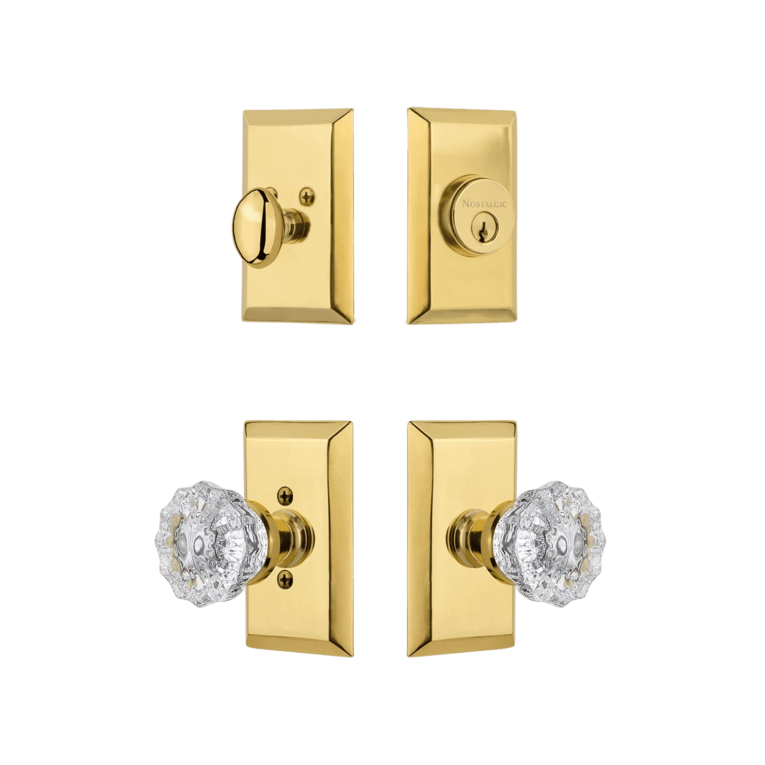 Studio Entry Set With Crystal Knob In Polished Brass 3 Studio Entry Set With Crystal Knob In Polished Brass