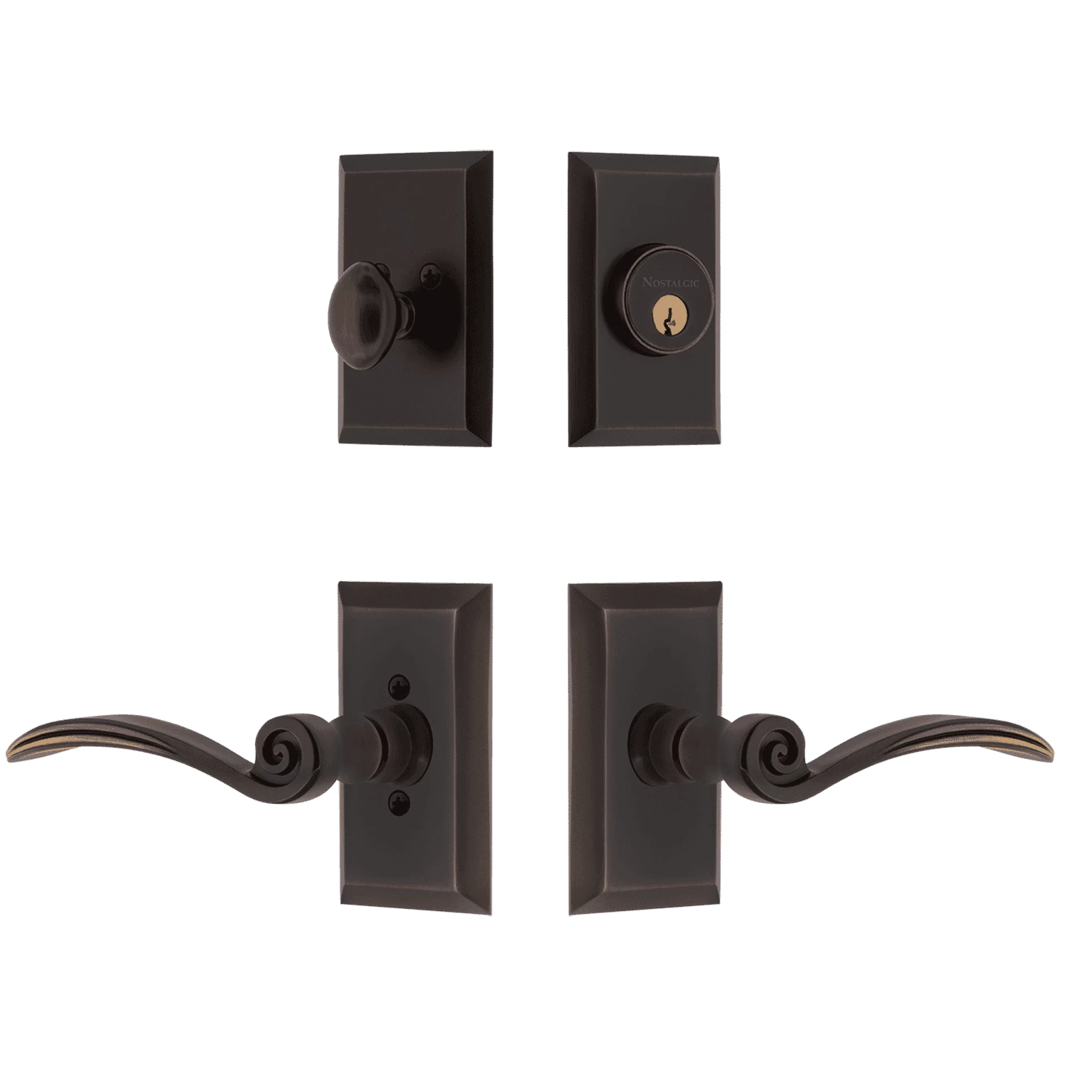 Studio Entry Set With Swan Lever In Timeless Bronze 3 Studio Entry Set With Swan Lever In Timeless Bronze