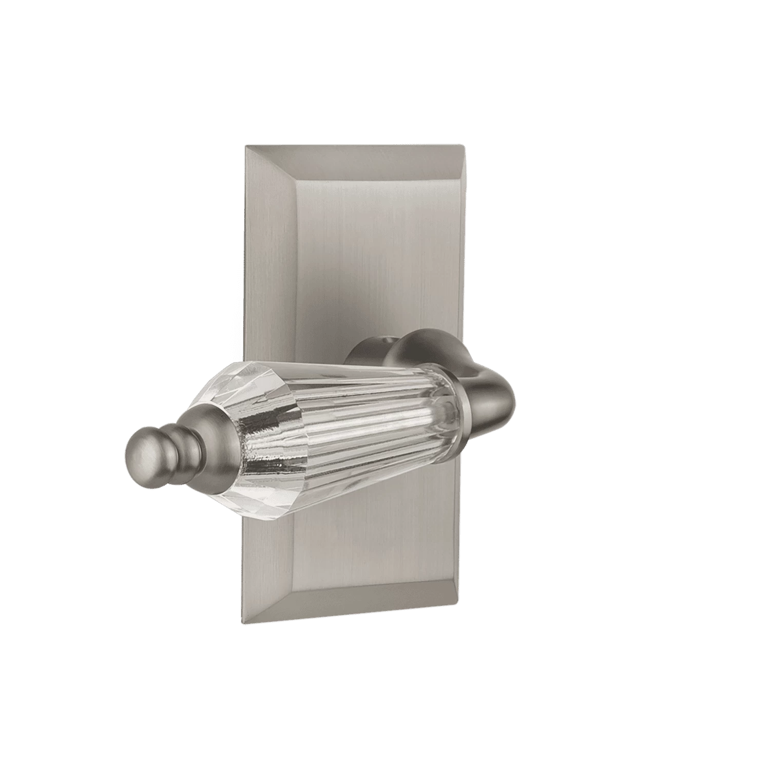 Studio Short Plate With Parlour Crystal Lever In Satin Nickel 3 Studio Short Plate With Parlour Crystal Lever In Satin Nickel
