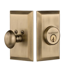 Studio Plate Single Cylinder Deadbolt In Antique Brass