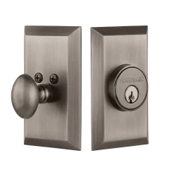 Studio Plate Single Cylinder Deadbolt In Antique Pewter