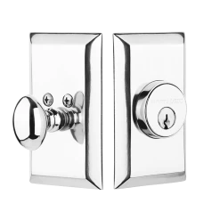 Studio Plate Single Cylinder Deadbolt In Bright Chrome