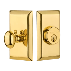 Studio Plate Single Cylinder Deadbolt In Polished Brass