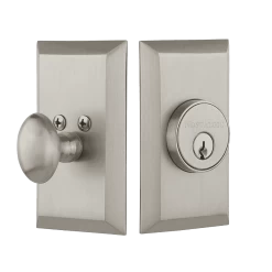 Studio Plate Single Cylinder Deadbolt In Satin Nickel