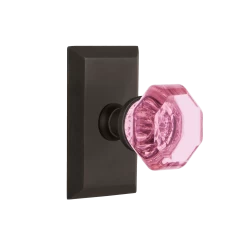Studio Short Plate With Pink Waldorf Knob In Oil-Rubbed Bronze