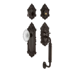 Victorian Plate C Grip Entry Set Crystal Victorian Knob In Timeless Bronze