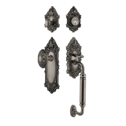 Victorian Plate C Grip Entry Set Victorian Knob In Antique Pewter