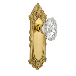 Victorian Long Plate With Chateau Knob In Unlacquered Brass
