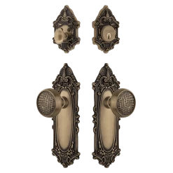 Victorian Entry Set With Craftsman Knob In Antique Brass