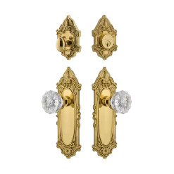 Victorian Entry Set With Crystal Knob In Unlacquered Brass