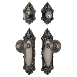 Victorian Entry Set With Egg & Dart Knob In Antique Pewter