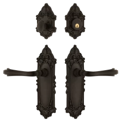 Victorian Entry Set With Fleur Lever In Oil-Rubbed Bronze