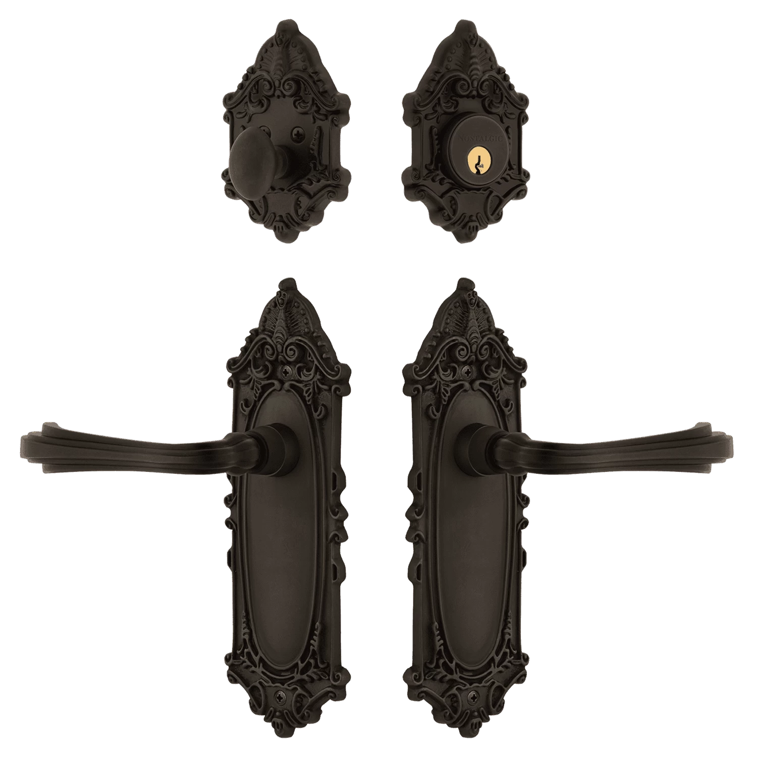 Victorian Entry Set With Fleur Lever In Oil-Rubbed Bronze 3 Victorian Entry Set With Fleur Lever In Oil-Rubbed Bronze