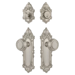 Victorian Entry Set With Mission Knob In Satin Nickel
