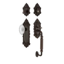 Victorian Plate F Grip Entry Set Crystal Victorian Knob In Timeless Bronze