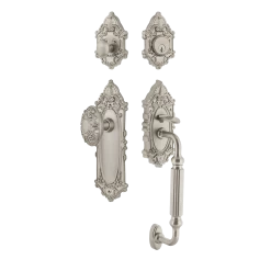 Victorian Plate F Grip Entry Set Victorian Knob In Satin Nickel